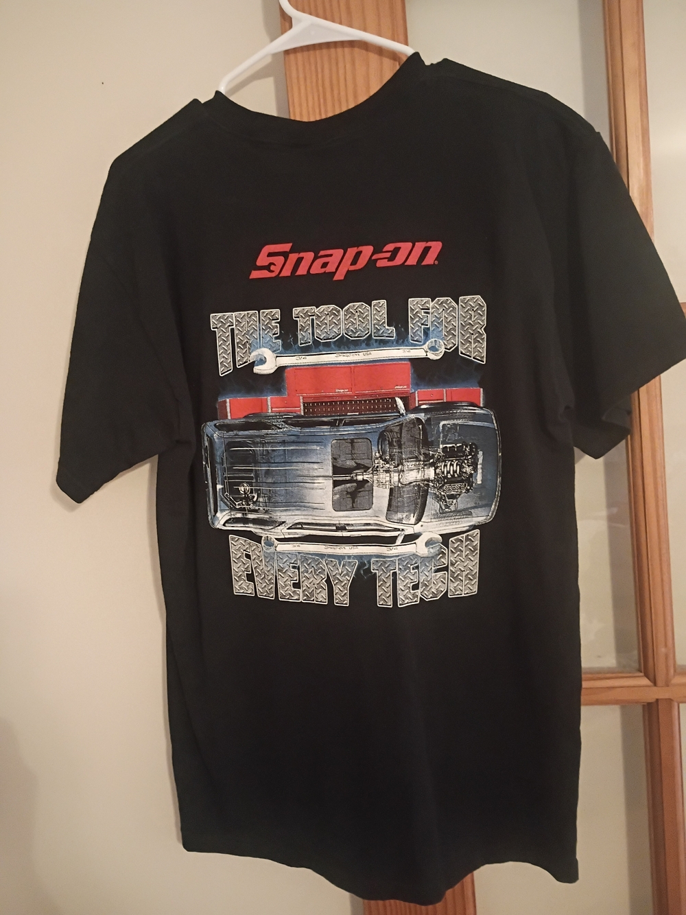 Fruit of the Loom Black Tee with Red Snap-on Logo and Blue/Silver Truck Graphic